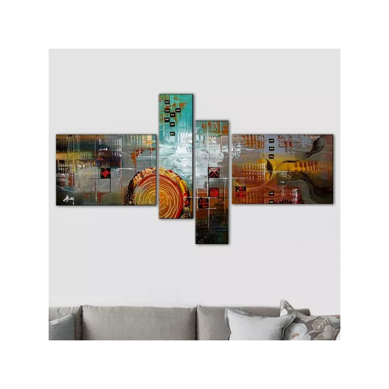 Pictogram quadriptych, 4 hängande paneler