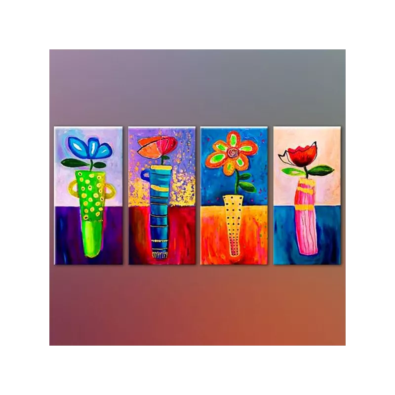 Quadriptyk planterade färgade blommor