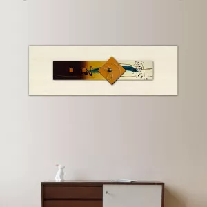 Gul abstrakt målning och glascollage